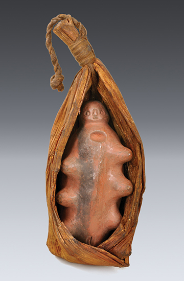 thumbnail of Object made out of painted ceramic, banana leaves titled Female Figure (nungu), Chaga.