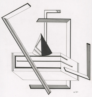 thumbnail of Ink on paper by Erica Martinez titled Architectural Abstraction.