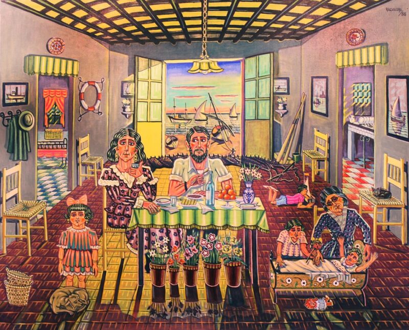 Oil on canvas by Rafael Aguilera titled La Casa del Marinero.