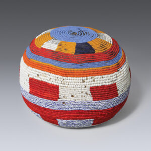 thumbnail of Object made out of Gourd, glass beads, beeswax, fiber, thread titled Beaded Gourd (mulimu), Nyaturu.