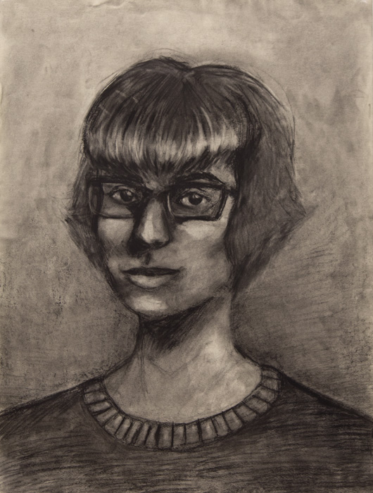 thumbnail of Charcoal on paper by Evlampia Rosalia Pecoraro titled Self-portrait.