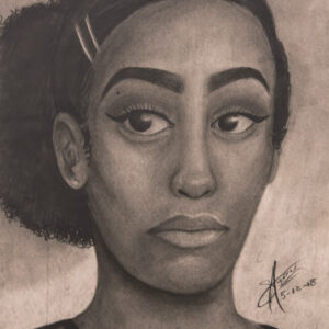 thumbnail of Charcoal on paper by Sabianna Claire Augustin titled Self-portrait.