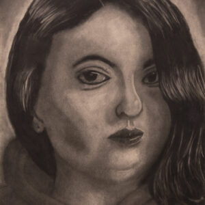 thumbnail of Charcoal on paper by Alejandra Carcamo  titled Self-portrait.