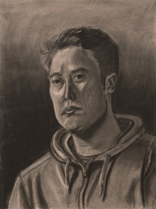 thumbnail of Charcoal on paper by Nathaniel Kim titled Self-portrait.