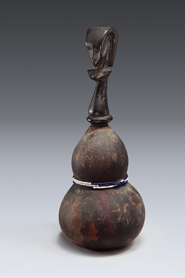 thumbnail of Object made out of Gourd, wood, glass beads, organic substances titled Medicine Container, Sandawe.