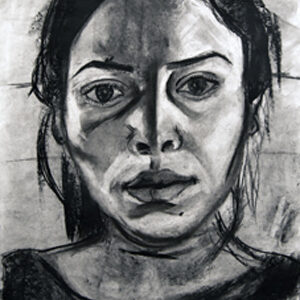 thumbnail of Charcoal on paper by Rina Martinez titled Self Portrait.