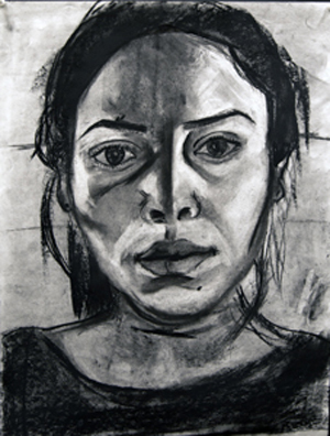 thumbnail of Charcoal on paper by Rina Martinez titled Self Portrait.