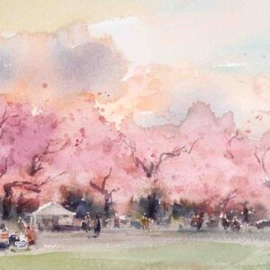 thumbnail of Watercolor on paper by Chin-Lung Huang titled 32 Spring- Sakura Festival.