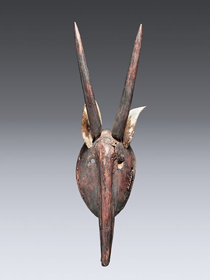 thumbnail of Object made out of wood, pigment, hide titled Mask (bushbuck), Mwera.