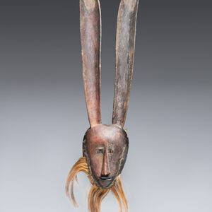 thumbnail of Object made out of wood, pigment, fur titled Mask (hare), Mwera.