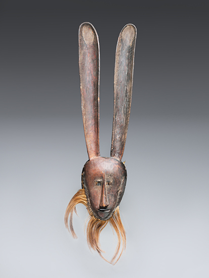 thumbnail of Object made out of wood, pigment, fur titled Mask (hare), Mwera.