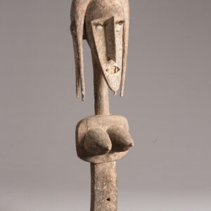 thumbnail of Puppet Figure Female made with wood, glass, animal hair, shell, bead string.
