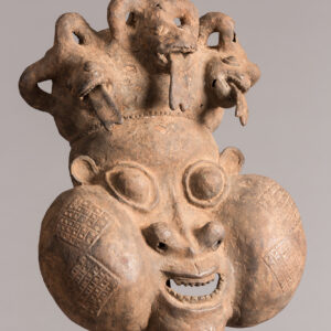 thumbnail of Ceremonial Shrine mask made with Western Grassfields, Balikumbat Kingdom Cameroon Bronze.