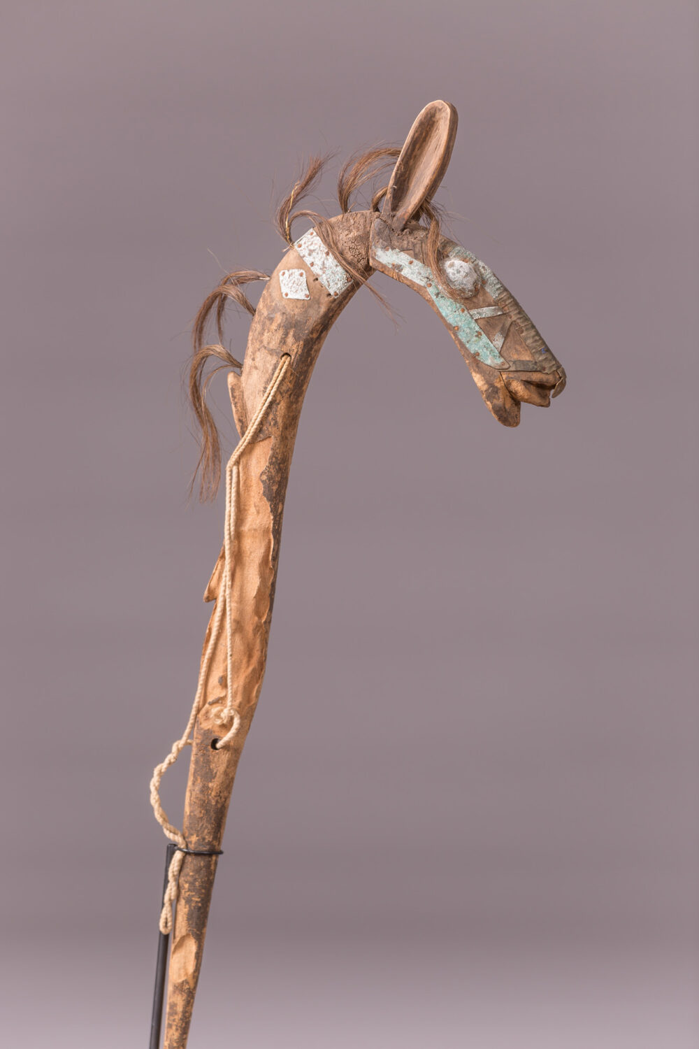 thumbnail of Horse Staff made with wood, animal hair, textile, brass.