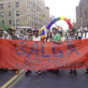 thumbnail of Photo of The South Asian Lesbian and Gay Association (SALGA) at a Queens Pride Parade.