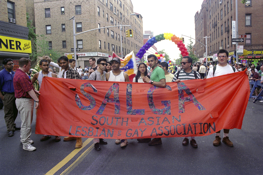 thumbnail of Photo of The South Asian Lesbian and Gay Association (SALGA) at a Queens Pride Parade.