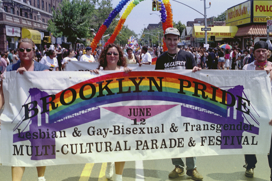 thumbnail of Photo of Brooklyn Pride activists march in the Queens Pride Parade