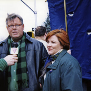 thumbnail of Photo of New York State Senator Thomas Duane and Council Member Christine Quinn at the inaugural St. Pat’s For All Parade in Queens in 2000