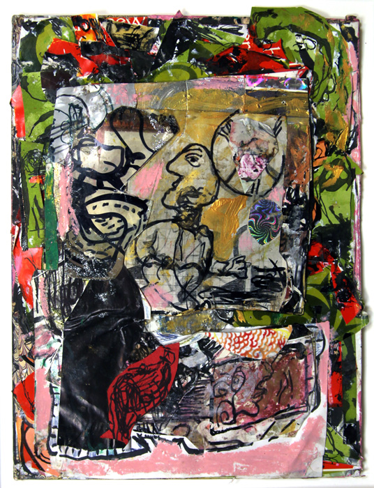 A collage by artist Miriam Beerman. medium: mixed media