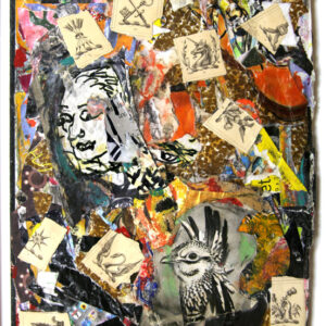 thumbnail of A collage by artist Miriam Beerman. medium: oil pastel, paper, mixed media