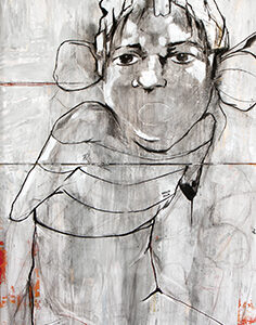 thumbnail of Mixed media on linen by Chencho Aguilera titled Broken Again.