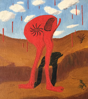 thumbnail of Oil on canvas by George Rini titled Falling Red Things.