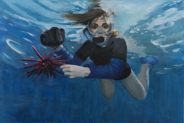 thumbnail of Oil on canvas by Mara Sfara titled Mara Snorkeling in Maui.
