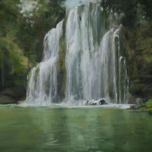 thumbnail of Oil on canvas by Mara Sfara titled Green Waterfall.