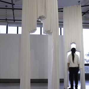 thumbnail of Fabric and threads by Lulu Meng titled Threshold.