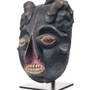 thumbnail of Okoroshi Ojo mask with nasal cavity made with wood with black, red and white pigments.