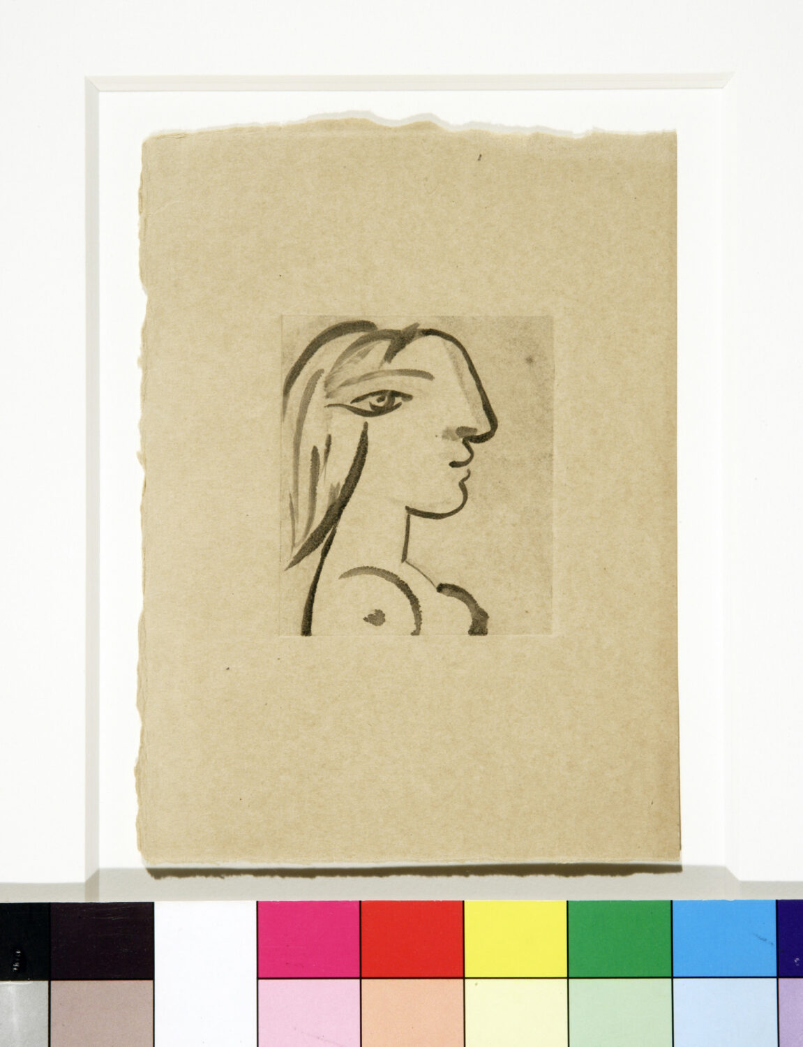thumbnail of Monotype by Pablo Picasso titled Buste de Femme Sur Fond Clair.