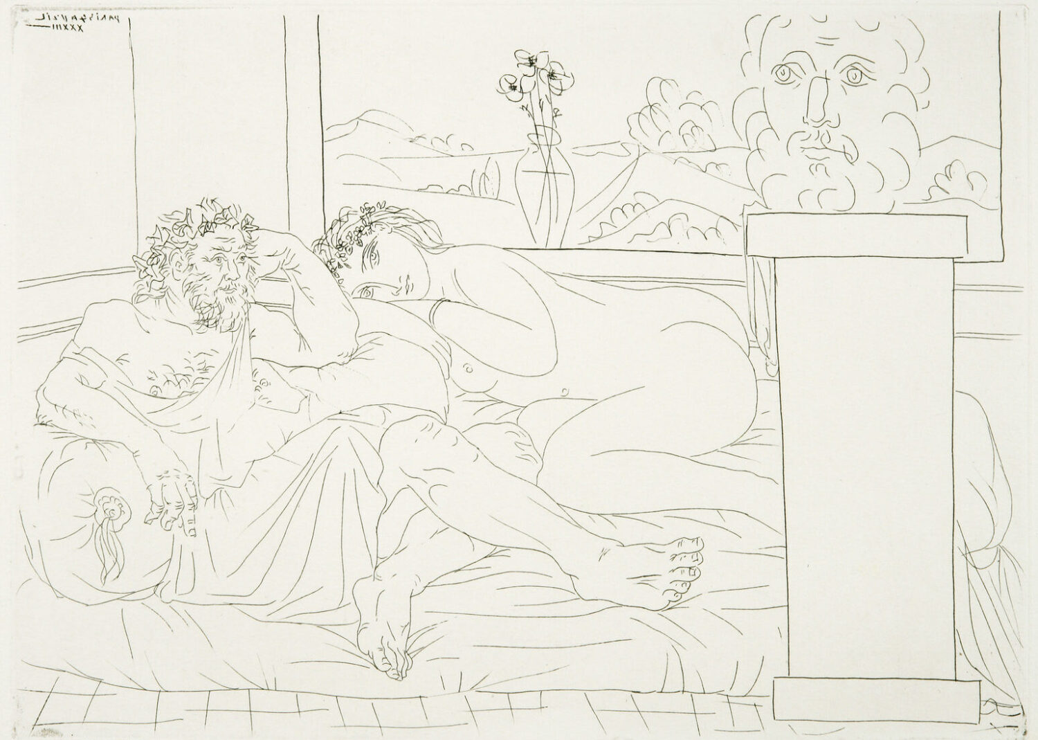 thumbnail of Etching by Pablo Picasso titled Le Repose du Sculpteur, IV.