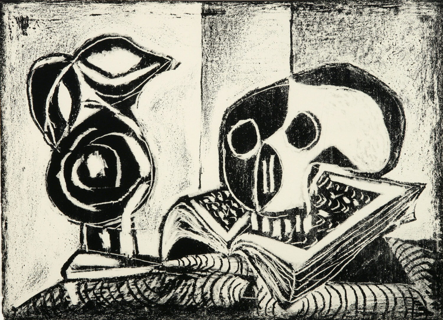 thumbnail of Lithograph by Pablo Picasso titled Le Pichet Noir et la Tete de Mort.
