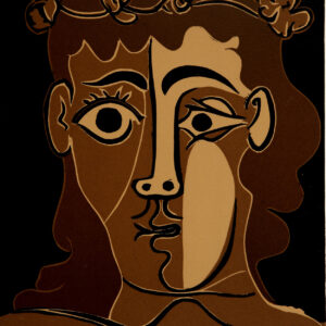 thumbnail of Lino-cut by Pablo Picasso titled Jeune Homme Couronne Feuillage.