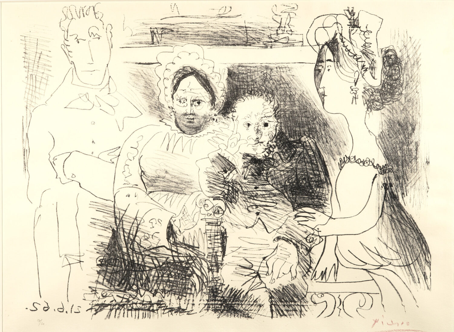 thumbnail of Lithograph by Pablo Picasso titled Portrait de Famille I.