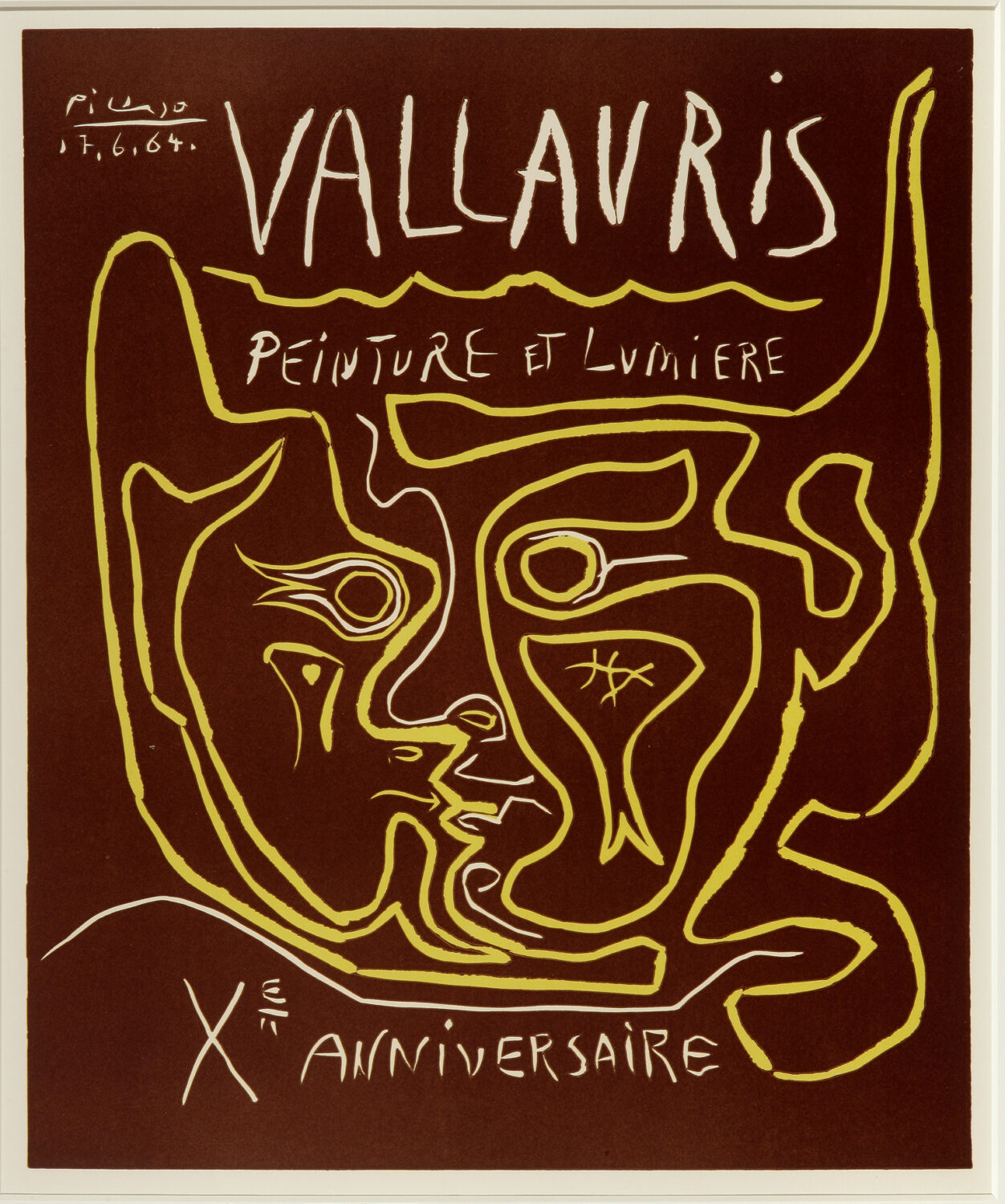 thumbnail of Lino-cut by Pablo Picasso titled Vallauris, Peintre et Lumier, Xe Anniversaire.