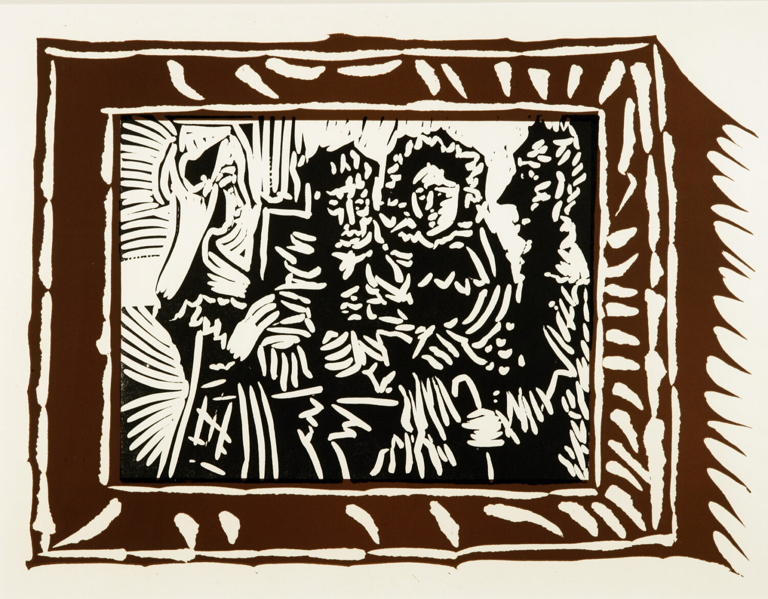 thumbnail of Lino-cut by Pablo Picasso titled Portrait de Famille Ingresque IV.