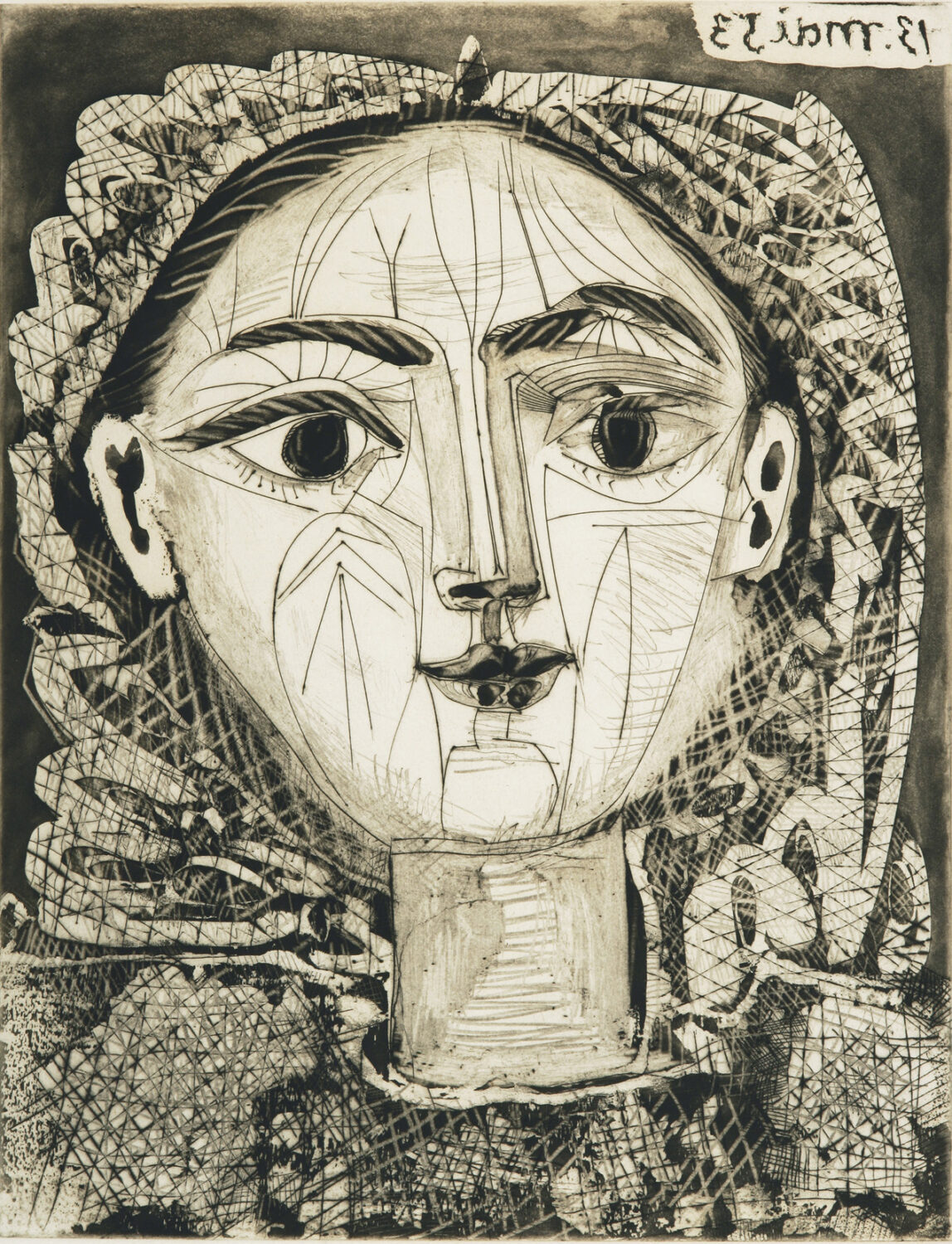 thumbnail of Aquatinit, etching drypoint and scraper by Pablo Picasso titled Portrait de Francoise a la Resille.