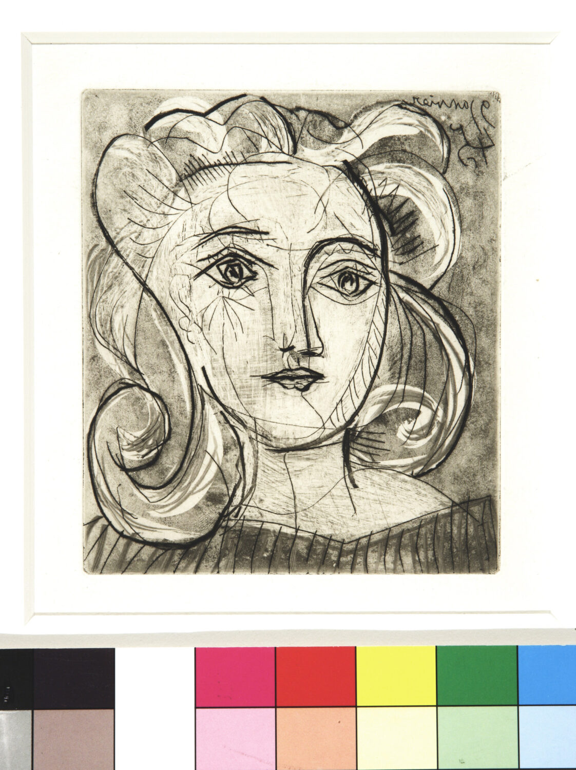 thumbnail of Etching, aquatint, scraper and engraving Pablo Picasso titled Tete de Femme Francoise.