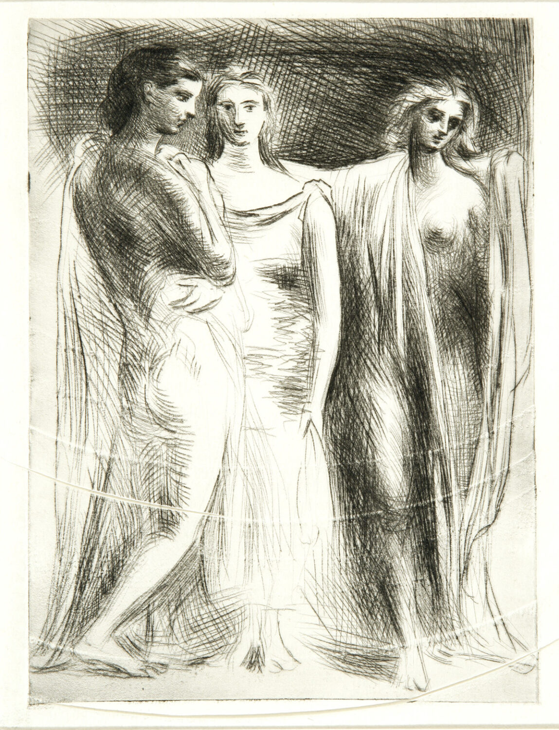 thumbnail of Drypoint by Pablo Picasso titled Les Trois Femmes.