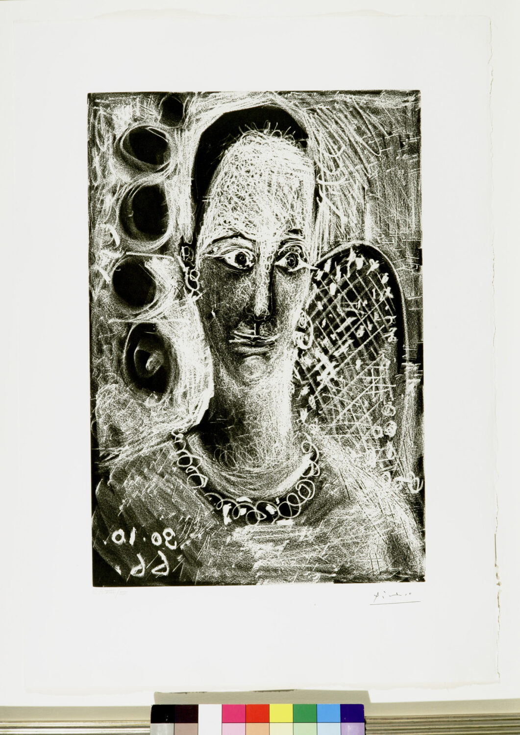 thumbnail of Aquatint by Pablo Picasso titled Portrait de Mademoisell Angela Rosengart.