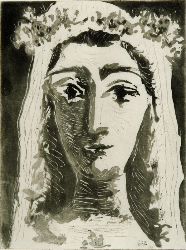 Aquatint and Scraper by Pablo Picasso titled Jacqueline en Mariee, de Face 1.