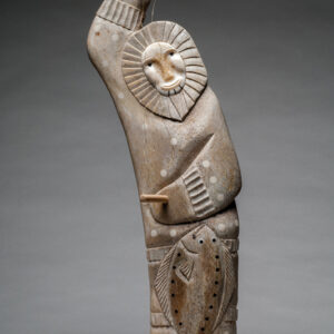 thumbnail of Sculpture of a fisher made out of wale bone