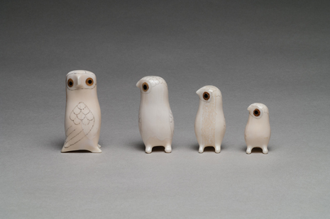 thumbnail of Owl sculptures made of ivory