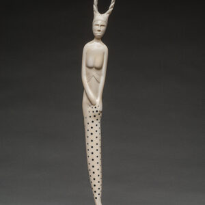 thumbnail of Sculpture made out of walrus ivory, baleen, ink by Ronald Apangalook titled Gambell/Anchorage Eagle Shaman.