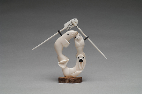thumbnail of Dolphin, paddle, fish, seal sculpture made out of ivory