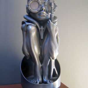 thumbnail of Bronze and aluminum sculpture by H.R. Giger titled Birth Machine Baby.