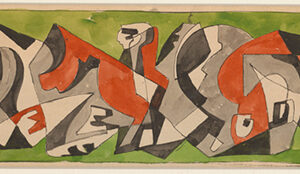 thumbnail of Ink and watercolor on paper by Béla Kádár untitled.