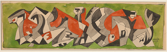 thumbnail of Ink and watercolor on paper by Béla Kádár untitled.