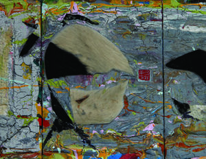 thumbnail of Mixed media, oil & acrylic on canvas by Chaolun Baatar titled The Sky Horse (triptych).